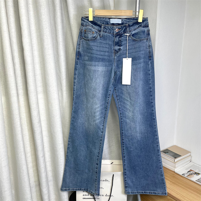 美式外贸质感宽腿微喇叭牛仔裤