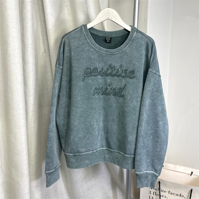 日系～复古做旧水洗宽松长袖卫衣