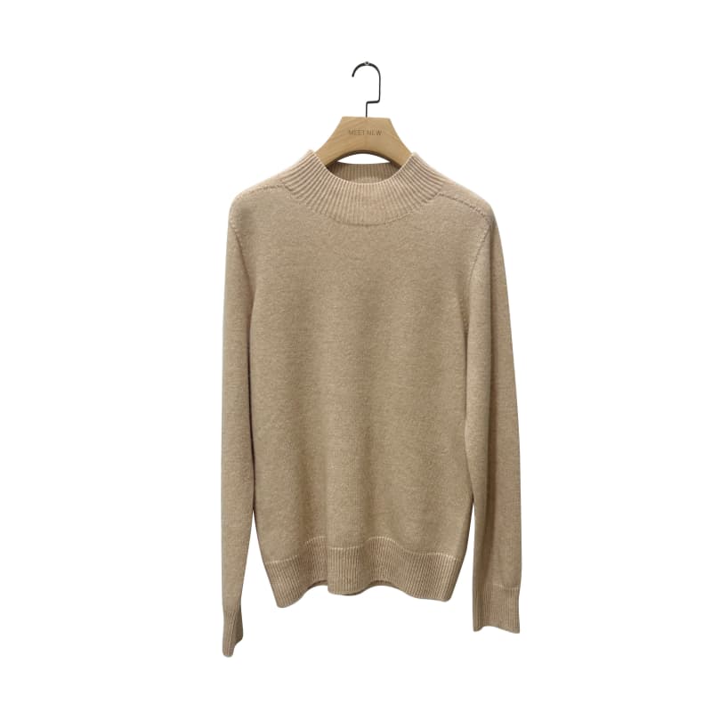 极简风高领针织衫女秋冬专柜毛衣浅棕色基础款2I821751X