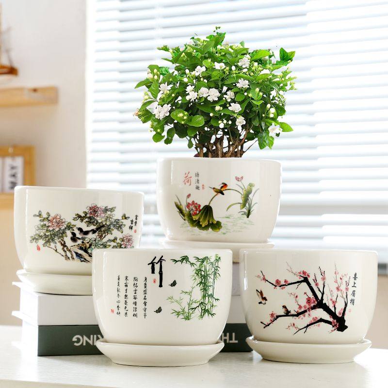 花盆陶瓷清仓特价家用带托盘特大号多肉花盆客厅绿植花卉蝴蝶兰盆,鲜花速递/花卉仿真/绿植园艺,花盆,淘宝优惠券,粉丝福利购,淘宝优惠卷