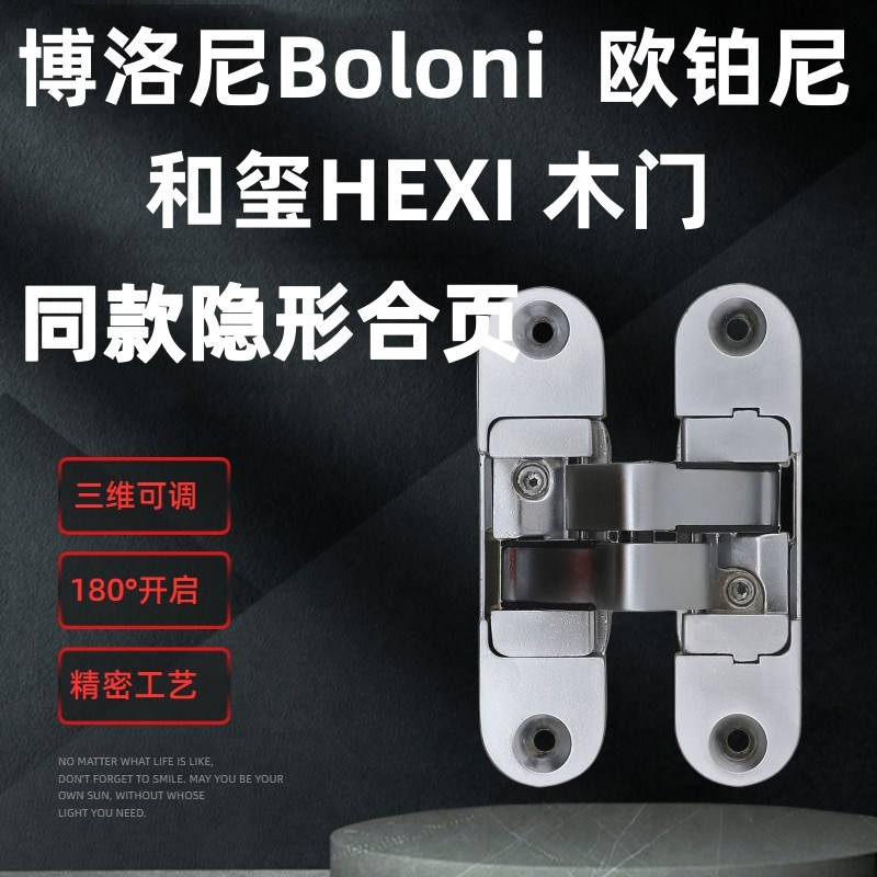 博洛尼Boloni和玺HEXI木门同款三维合页隐形门180度可调十字暗铰