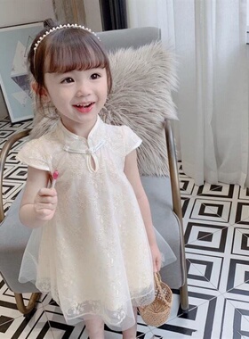 童装2023夏季新款儿童旗袍公主裙中国风连衣裙女孩超洋气复古裙子