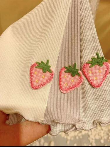 女童韩版弹力打底裤2023夏季装新款宝宝草莓薄款裤子小公主七分裤