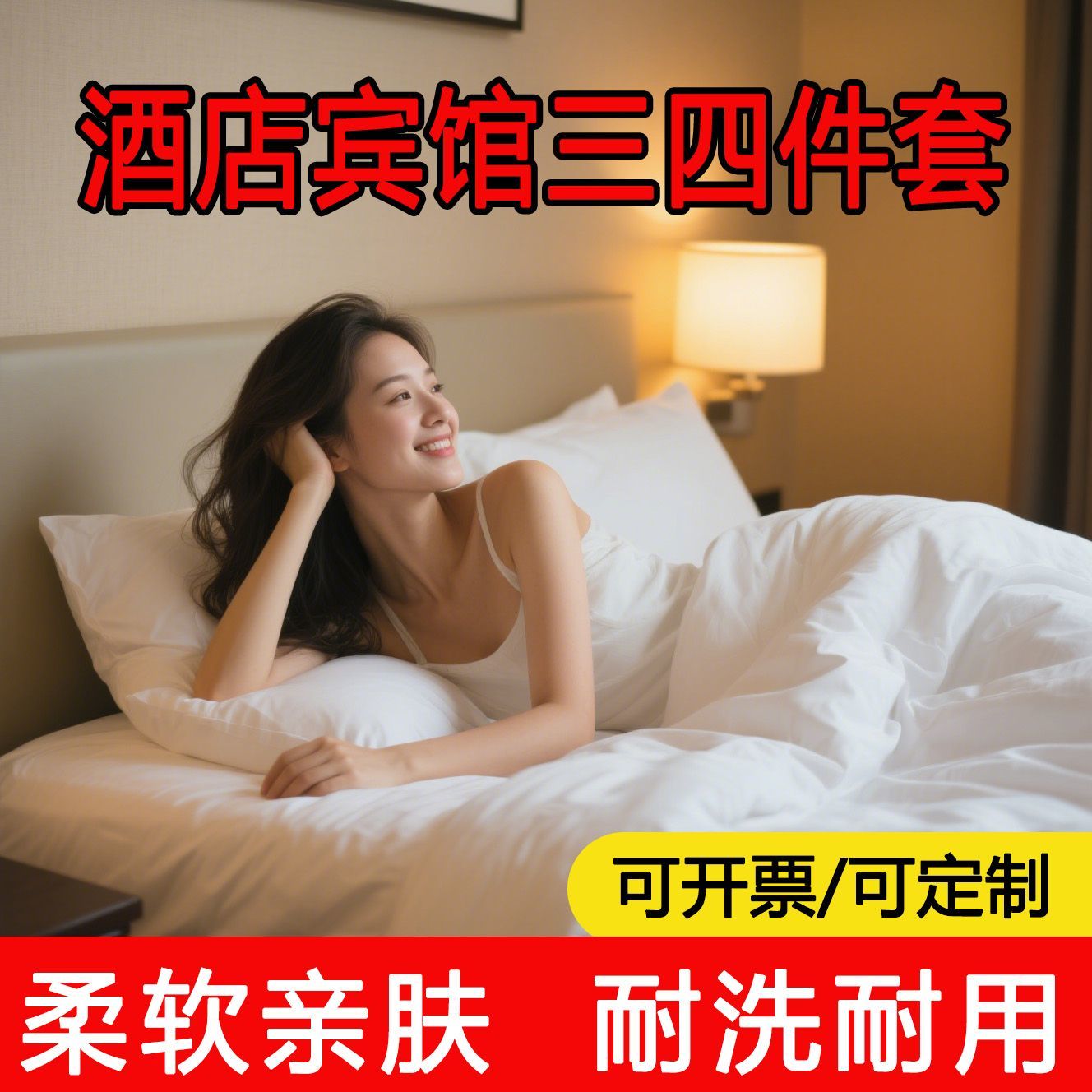宾馆酒店四件套民宿房布草三件套酒店床品套件