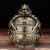 烟灰缸轻奢聚宝盆创意家用客厅招财金蝉烟缸办公室防飞灰带盖子大