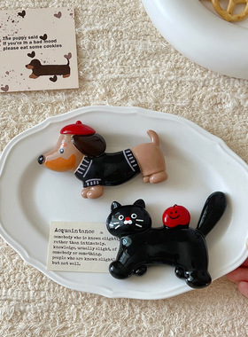 【满29包邮】韩式ins卡通猫狗磁吸创意冰箱贴留言贴可爱磁性装饰