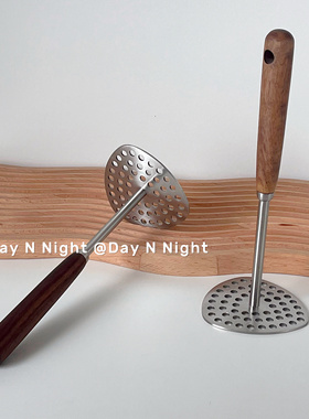 304土豆泥压泥器胡桃木手柄不锈钢家用婴儿宝宝辅食压薯泥捣碎器