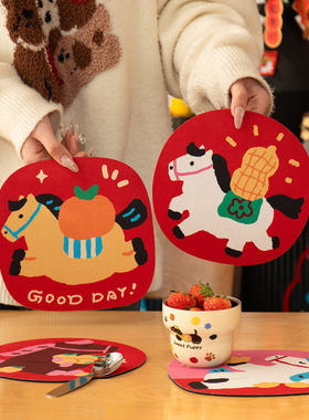 隔热垫创意2026马年可爱碗餐桌垫硅藻泥防烫厨房吸水杯垫盘子垫