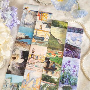 印象画廊系列胶带 文艺复古油画背景主题手账素材装饰循环贴画