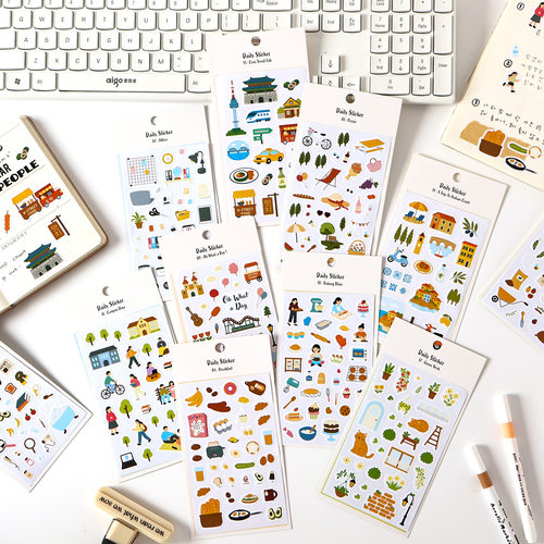 蛋仔兔系列贴纸Daily Sticker系列韩系日常拼贴手帐创意素材贴画