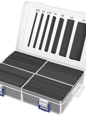 205PCS长度 3p.5 英寸黑3:1 热收缩管组合套-黑色