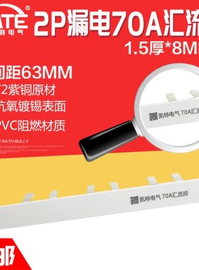 2P漏电70A汇h流排 紫铜1.5*8 DZ47空开连接排C45断路器接线排KT00