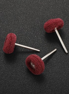 3PC3mm柄尼龙打磨头带柄百洁布轮抛光拉丝 红色纤维百洁布磨头