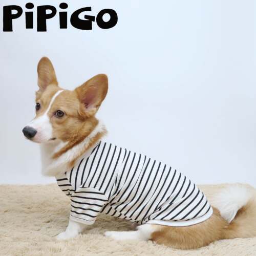 柯基衣服可爱透气宠物狗狗条纹T恤卫衣春夏四季纯棉屁屁狗pipigo