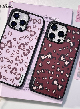 适用磨砂蝴蝶结辣妹少女复古棕粉韩ins13iPh高级one1516promax苹果亚克力软手机壳