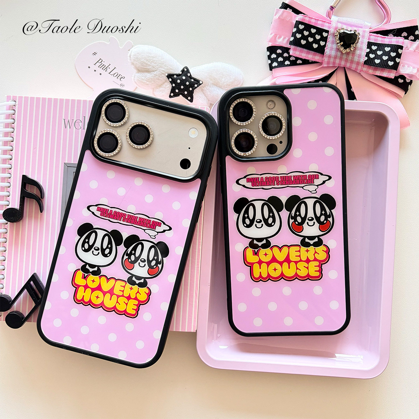 日系古早波点小熊猫可爱少女简约适用iphone1716promax亚克力壳苹果15plus手机壳1716plus,3C数码配件,手机保护套/壳,淘宝优惠券,粉丝福利购,淘宝优惠卷