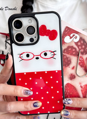 古早红色波点眼睛可爱凯蒂猫hellokitty日系16promax小众少女风手机壳适用苹果原创亮面15promax14p1312pro