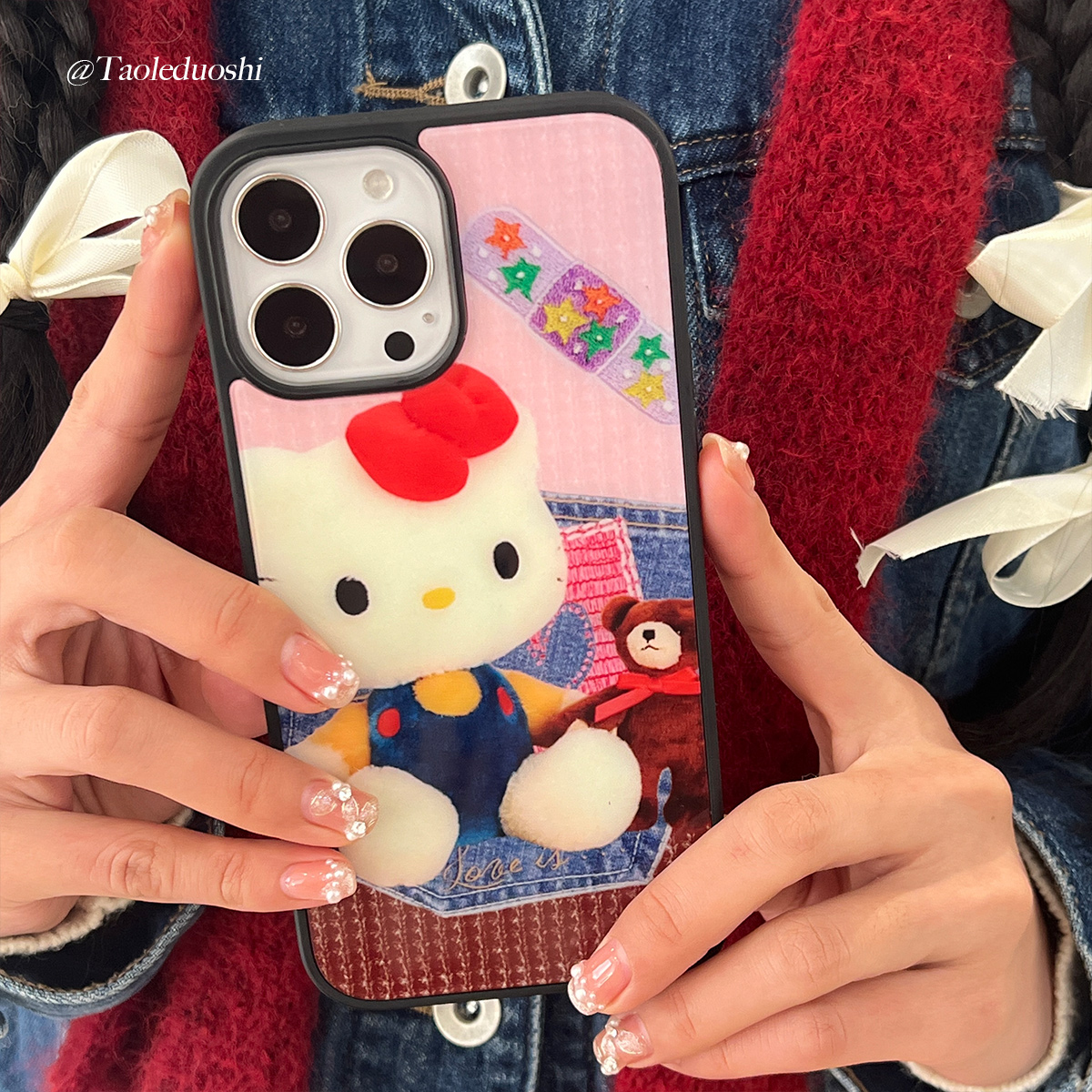 适用可爱hellokitty小熊复古iPhone154promax苹果亚克力软手机壳