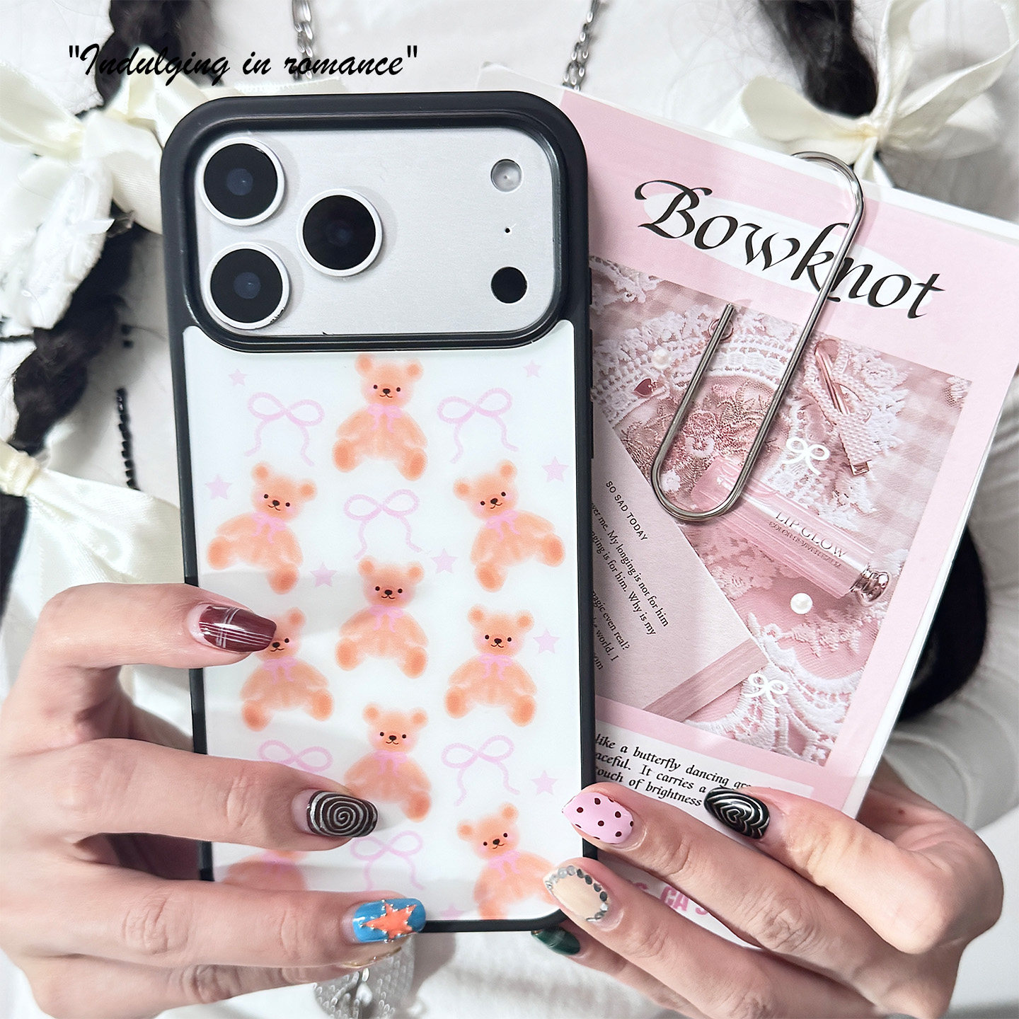 日韩少女蝴蝶结星星小熊手机壳