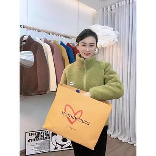 加绒加厚妈妈装2024秋冬新款时尚百搭宽松显瘦颗粒绒羊羔毛外套女