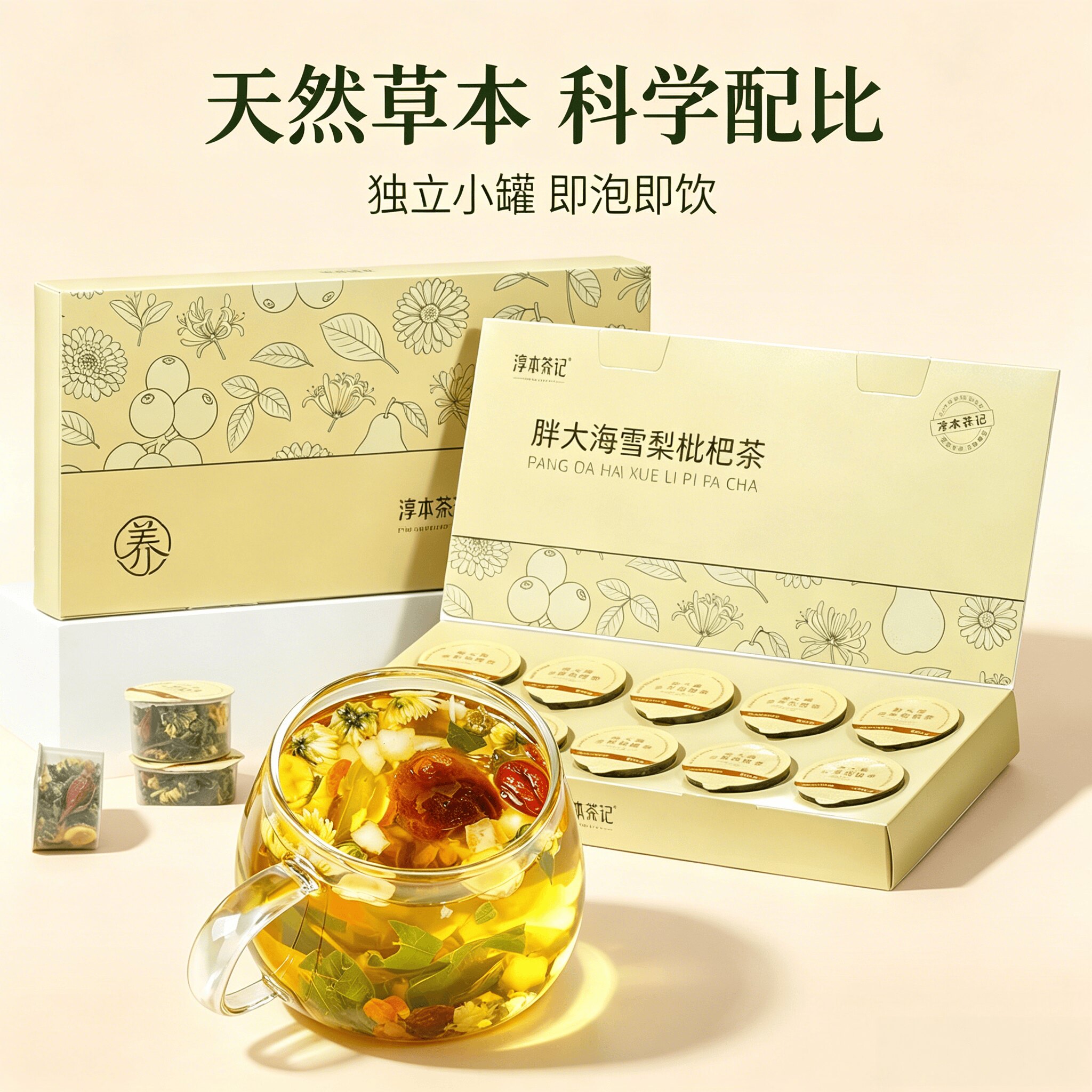 独立小罐装胖大海雪梨枇杷草本茶
