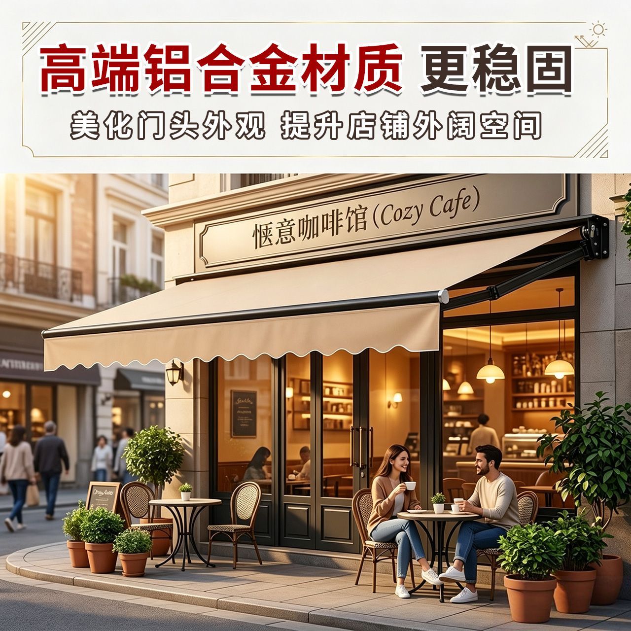 伸缩式遮阳棚折叠手摇电动