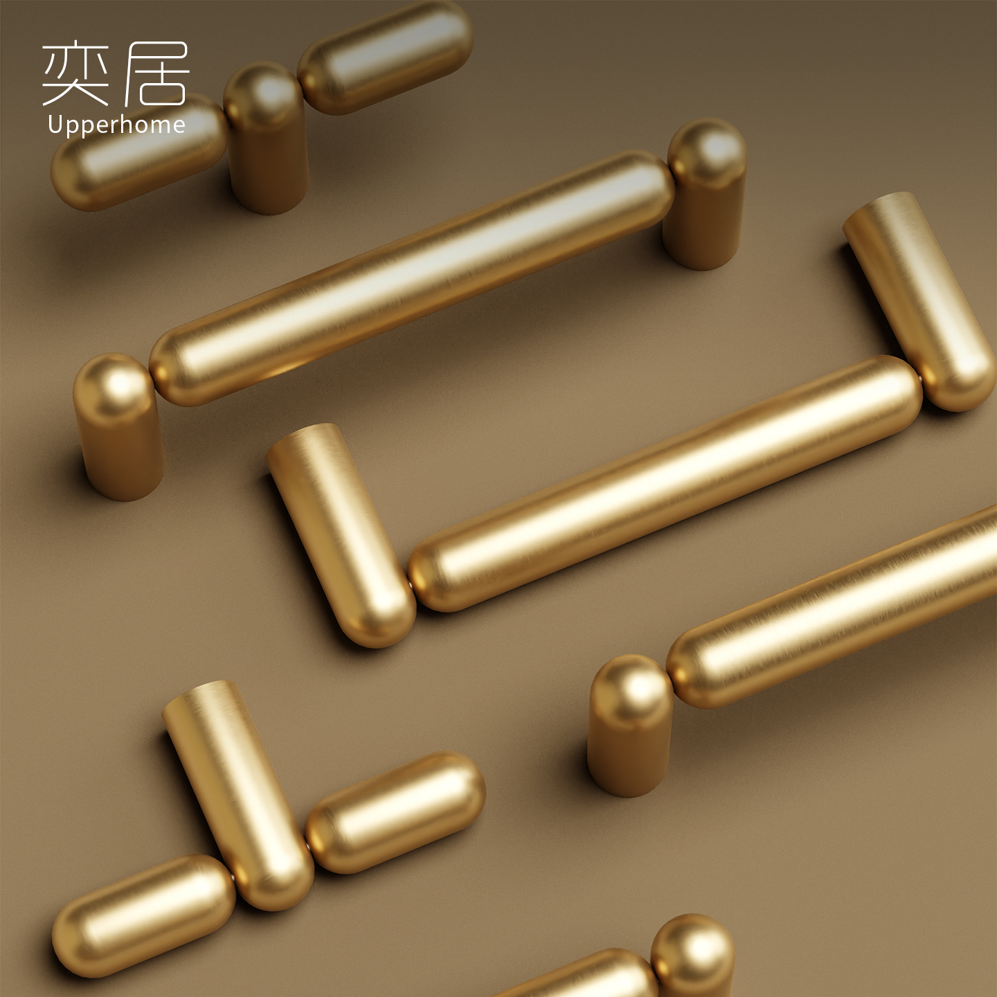 进口实心黄铜法式柜门拉手