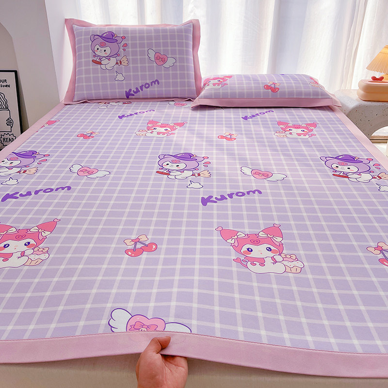 夏季冰丝凉席卡通库洛米夏被四件套可折叠凉感丝空调席儿童夏凉被