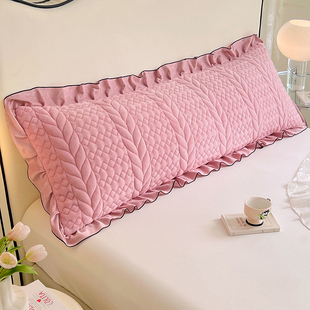 纯色牛奶绒夹棉花边双人长枕套秋冬加厚1.5m枕芯套1.8m枕头罩单只