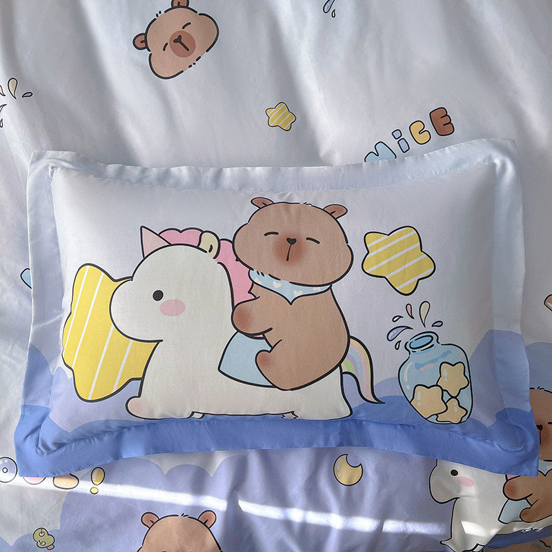 全棉枕头套单只装2025新款纯棉卡皮巴拉儿童学生枕套可水洗枕芯罩