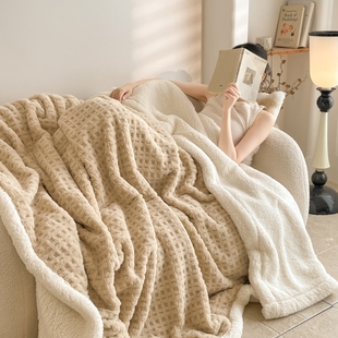 A类华夫格塔芙羊羔绒双层毛毯办公室午休沙发毯学生宿舍空调盖毯