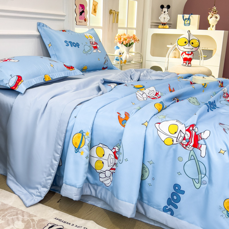 正版授权奥特曼卡通印花夏被夏凉被四件套夏季凉感冰丝空调被子