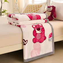 迪士尼儿童毛毯牛奶绒小被子草莓熊办公室空调盖毯幼儿园珊瑚绒毯