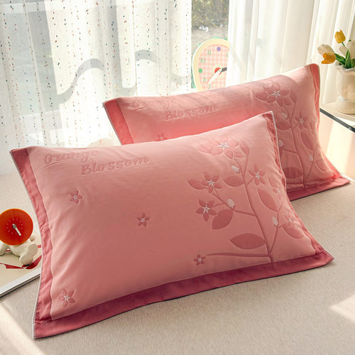 云丝棉细纱高密成人枕巾一对装透气吸汗家用枕头盖巾防头油四季款