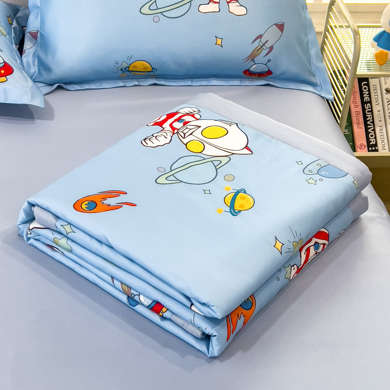 卡通奥特曼冰丝夏凉被夏季儿童可机水洗凉感空调被学生单人四件套