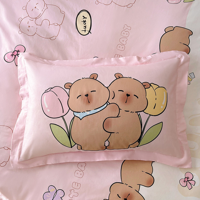 儿童学生宿舍纯棉48x74cm枕套可爱卡通卡皮巴拉全棉枕头套可水洗