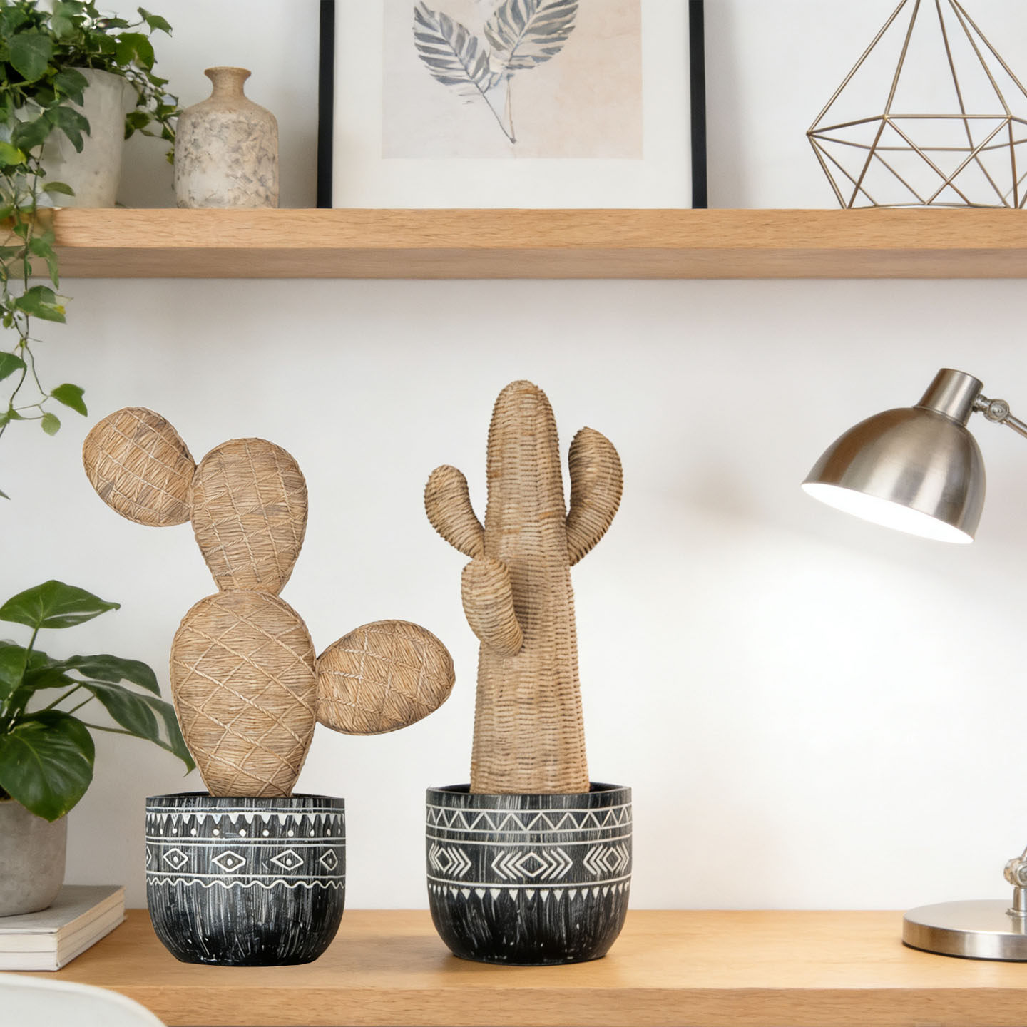 复古仿藤编树脂仙人掌桌面装饰品客厅玄关办公桌创意家居饰品摆件,家居饰品,桌面摆件,淘宝优惠券,粉丝福利购,淘宝优惠卷