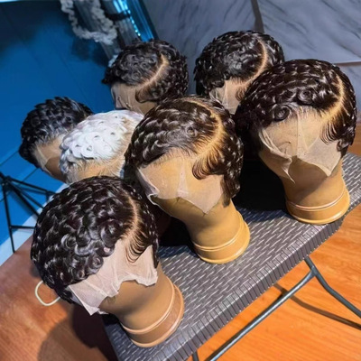 New 13*4 frontal Short finger curly Wig 100% human hair pix