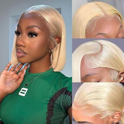 13*4 HD transparent lace 613 honey blonde human hair wig