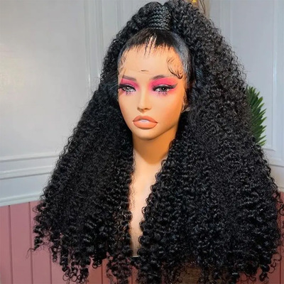 12A Human Hair Raw Hair Burmese Curly Wig  Lace Frontal Wig