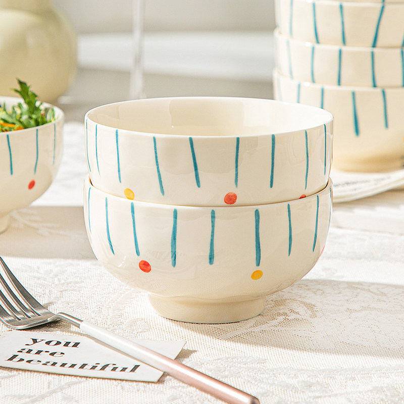 奶油风高颜值吃米饭小碗套装家用2025新款陶瓷餐具好看的多个碗
