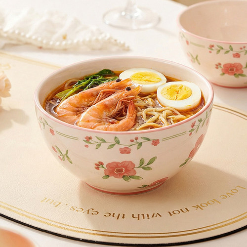 ins风陶瓷面碗家用高颜值餐具釉下彩6英寸大碗饭碗盛汤碗2026新款