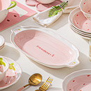 可爱好看 鱼盘高颜值 双耳陶瓷鱼盘家用蒸鱼盘子长方形餐具菜盘装