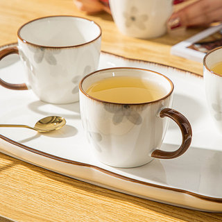 日式小茶杯带把杯主人杯待客茶碗直把家用耳把杯功夫茶具防烫品茗