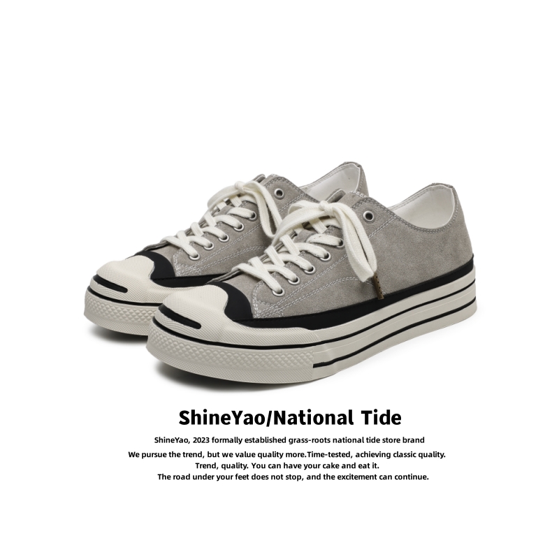ShineYao复古厚底帆布鞋日系男鞋