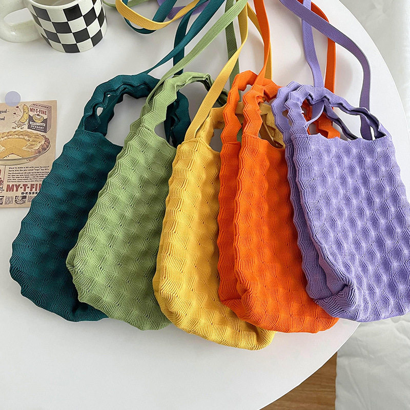 潮品女韩国东大门小众设计糖果色褶皱菠萝单肩斜跨包女迷你手机包