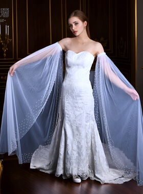 潮流高级抹胸吊带配珍珠加长袖套新娘派对超仙遮手臂礼服配饰VM19