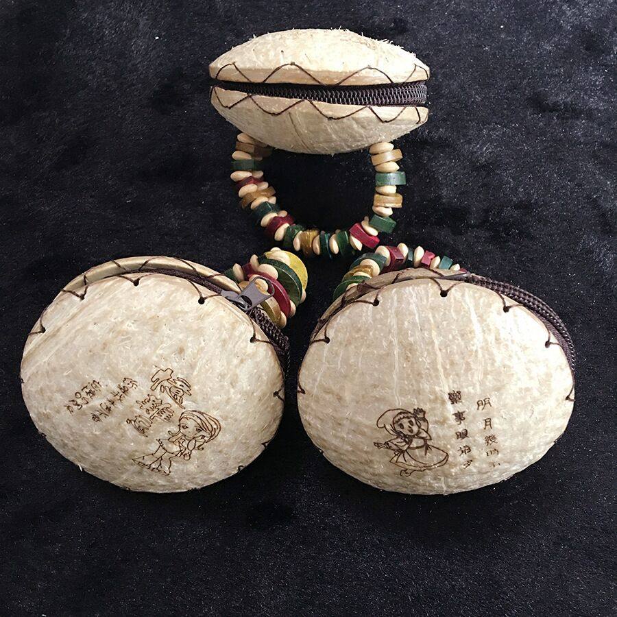 椰壳包江湖小钱包斜跨包椰壳包包椰子壳串珠编织包复古女包