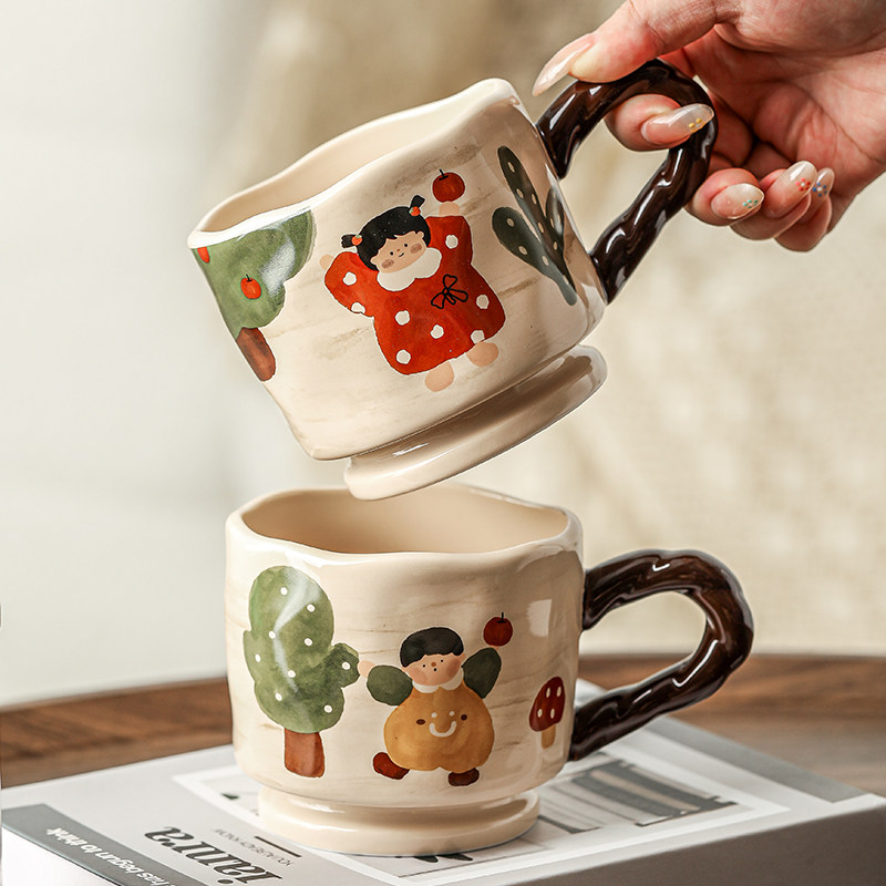 复古杯子家用喝水马克杯情侣杯大容量新款水杯办公室咖啡杯早餐杯