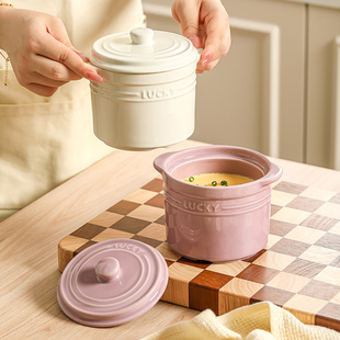 高颜值炖盅隔水炖家用燕窝蒸盅瓦罐可爱双耳蒸蛋碗带盖子炖罐小汤